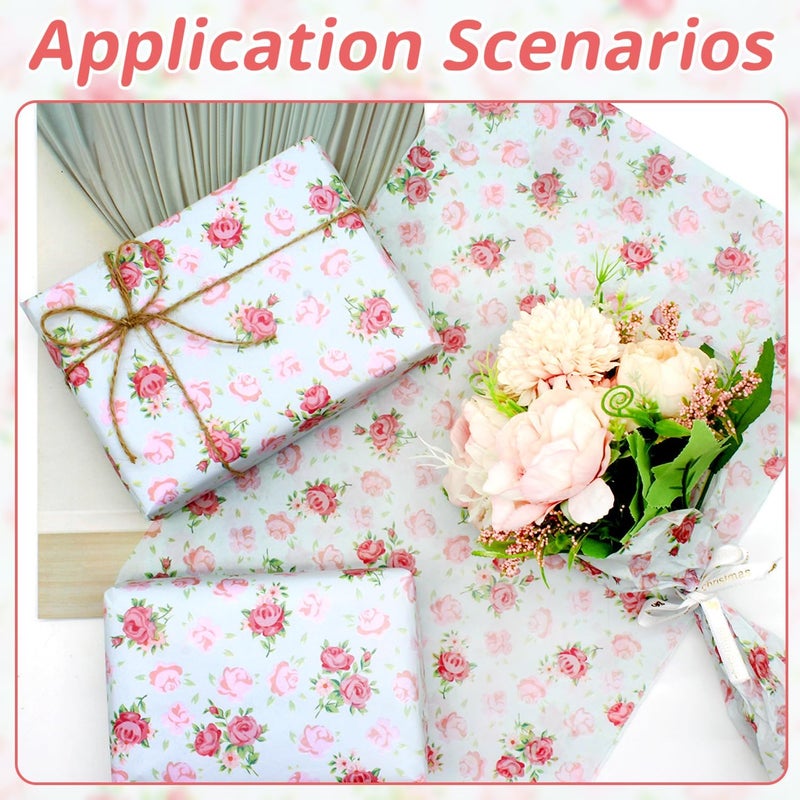 Benvo 20 Sheets Floral Print Tissue Paper 20 inch x 29 inch Decoupage Paper Decorative Tissue Gift Wrapping for DIY Art Craft Spring Wedding Birthday Baby Shower(Style H) - Image 4